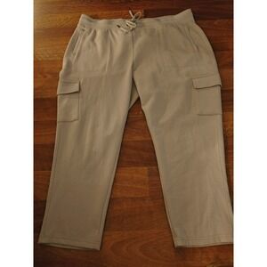 Yogalicious 2x Beige Cream Cargo Athletic Sweat Pants